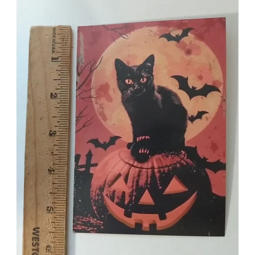 11 Halloween Postcard Lot Retro Witch Pumpkin Bat Skeleton Cat Reproduction NEW